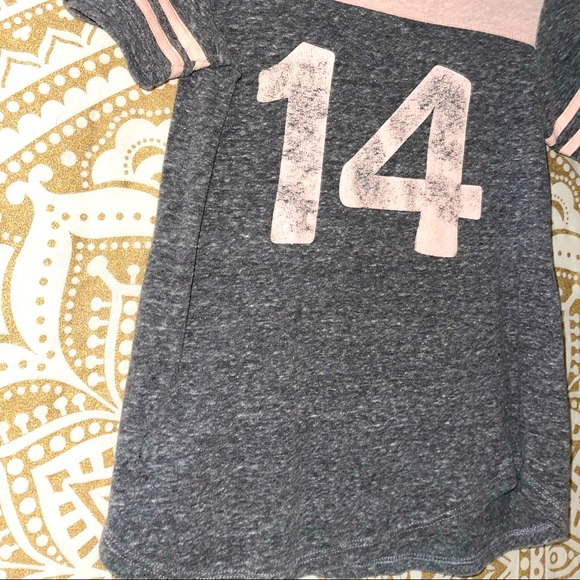 “FULL TILT” GIRLS PINK & GRAY SUPER SOFT SHORT SLEEVE WITH “#14” ON IT, SIZE MED - Picture 4 of 5